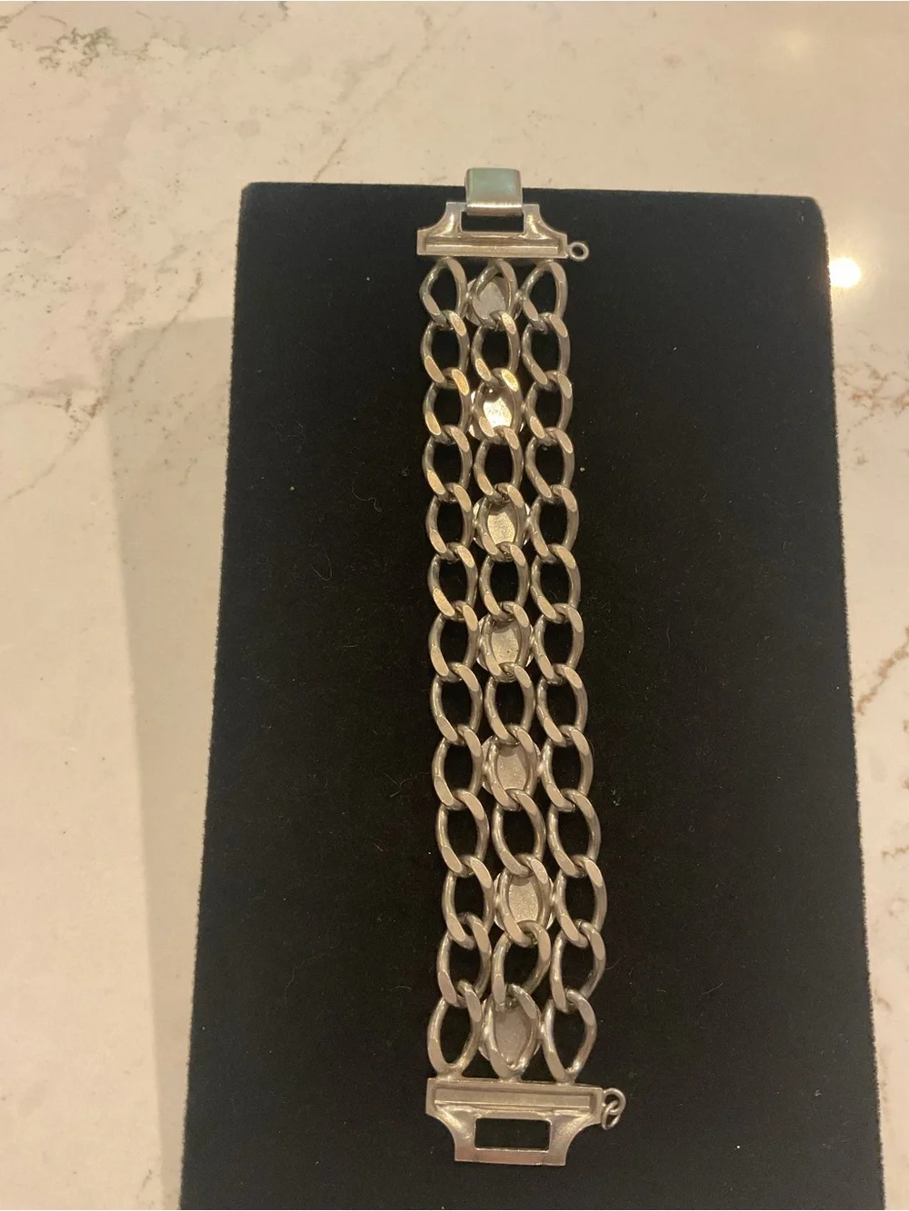 Vintage chain link metal silver chunky bracelet